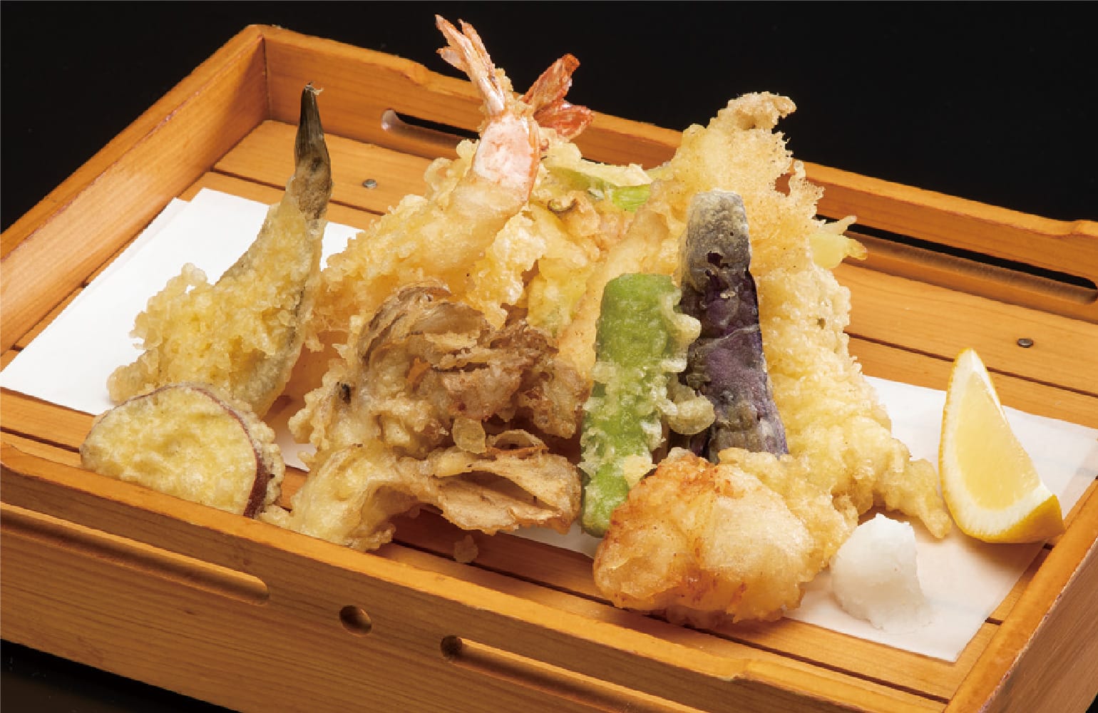 水戸山翠の天婦羅盛り合わせ